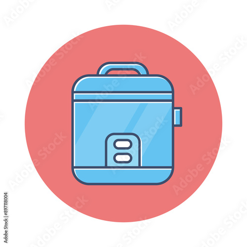 Rice cooker vector icon with circle background.