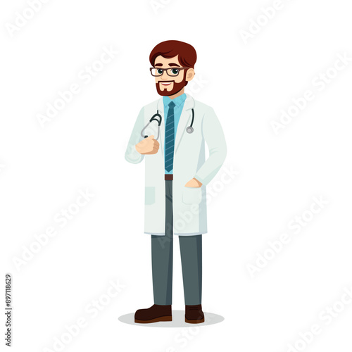 doctor vector cartoon illustration  flat  design 