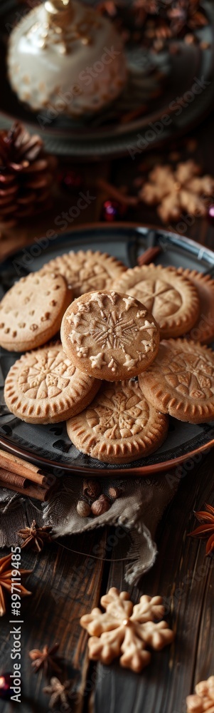 Cookies on a plate on a table with other cookies, Food background Cookies on a plate on a table with other cookies, Food background