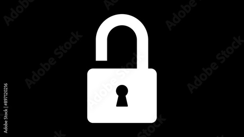 Motion graphic features a padlock icon. Ideal for security-themed content, digital safety, and privacy-related projects, this animation symbolizes protection and security