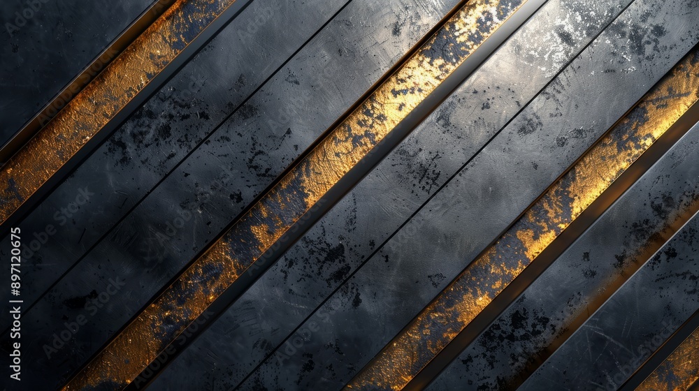 Steel panels with a striking design feature diagonal gold stripes running across them Steel panels with a striking design feature diagonal gold stripes running across them