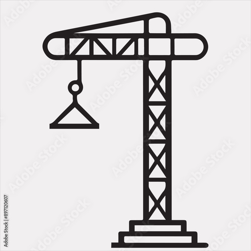 Building Crane and hook logo design silhouette vector on a white background