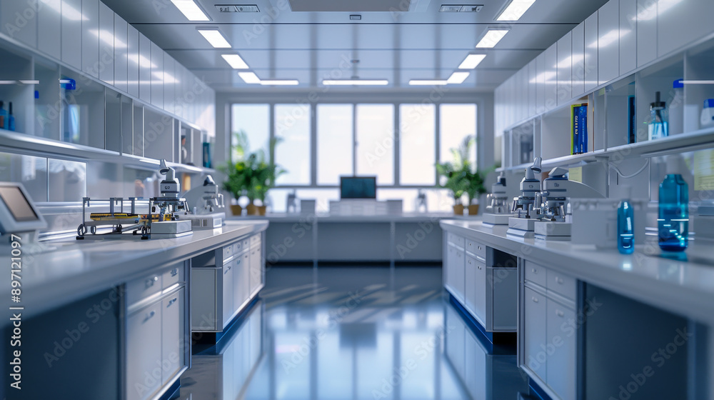 Laboratory workplace interior with blurred background Laboratory workplace interior with blurred background