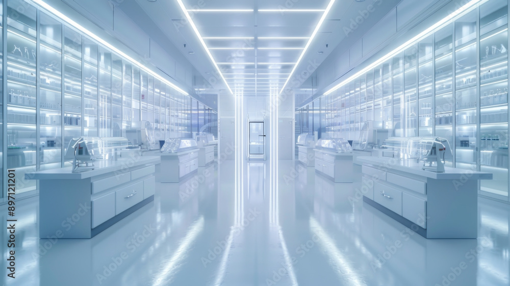 White room or scientific laboratory. Science elements and innovation background White room or scientific laboratory. Science elements and innovation background