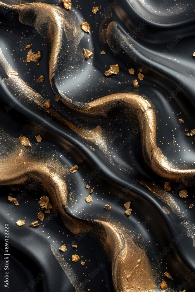 Black fabric with gold lines and glitter Black fabric with gold lines and glitter