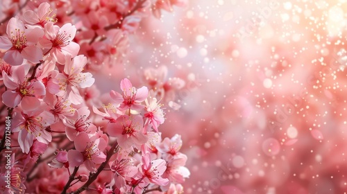 The soft pink almond blossoms stand out beautifully under the warm spring sunlight, creating a breathtaking sight © FryArt