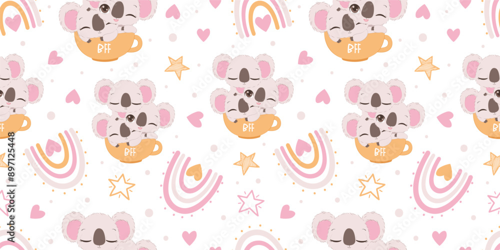 Cute baby animals seamless pattern Cute baby animals seamless pattern