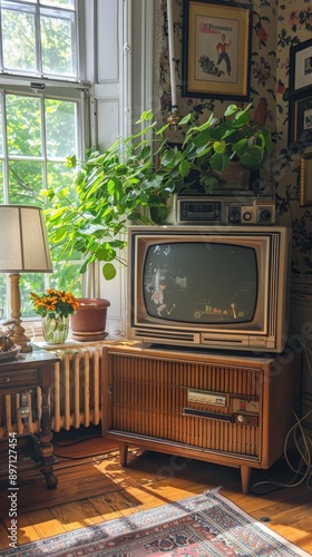 Quaint Living Room with Classic Television and Decor