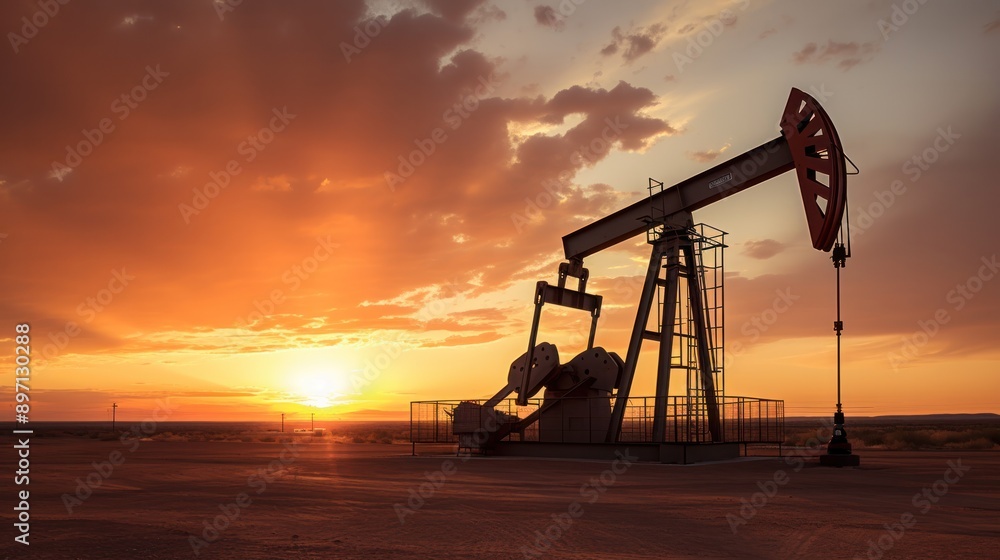 Photograph of an oil rig worker dwarfed by the towering machinery of an active desert oil field, emphasizing the contrast between human scale and industrial might. Photograph of an oil rig worker dwarfed by the towering machinery of an active desert oil field, emphasizing the contrast between human scale and industrial might.