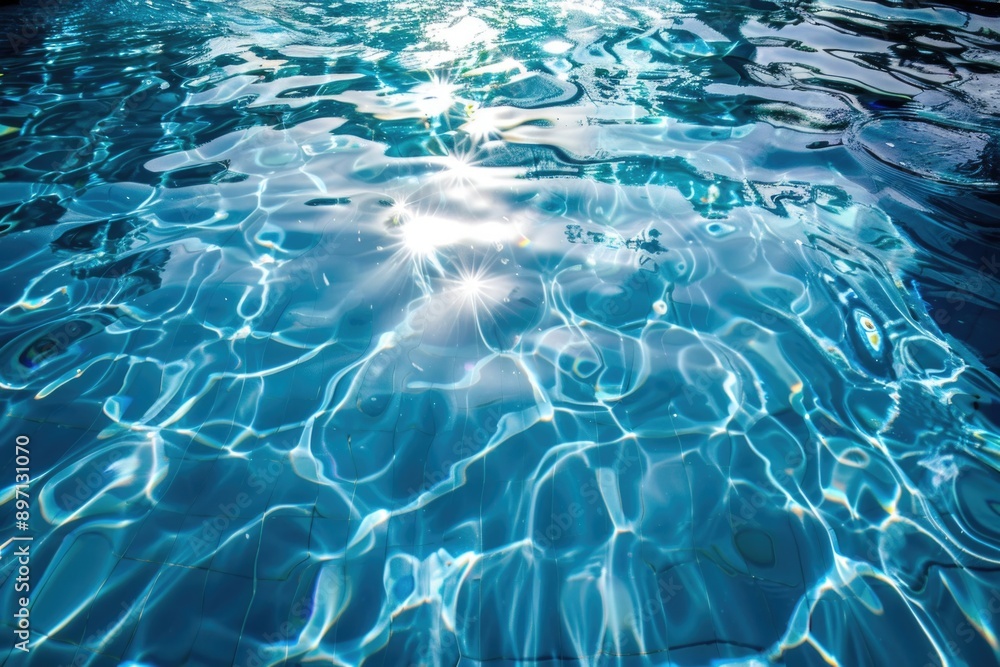 A sunny day with sunlight shining through the calm pool water A sunny day with sunlight shining through the calm pool water