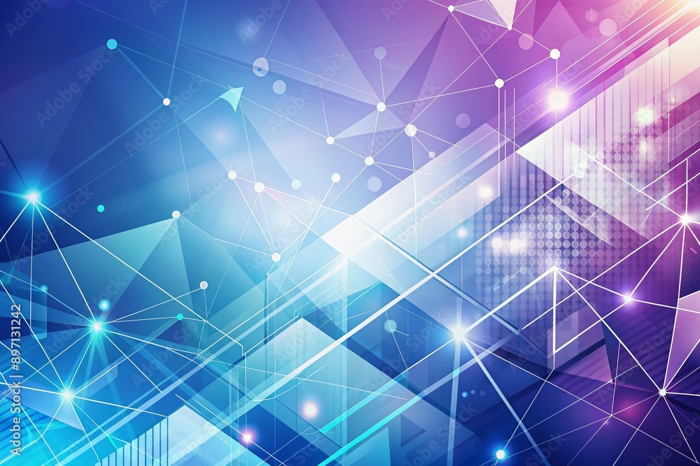 Minimalist background with plenty of white space, accented by vibrant blue and purple geometric shapes and abstract lines, ideal for tech-focused presentations. Minimalist background with plenty of white space, accented by vibrant blue and purple geometric shapes and abstract lines, ideal for tech-focused presentations.