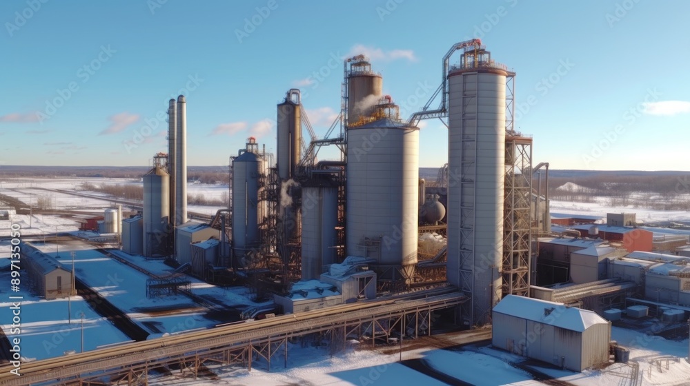 Obraz premium Industrial Complex in Winter