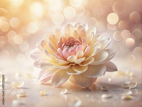 Delicate petals of a solitary flower softly focused against a serene, creamy background, exuding elegance and subtlety, perfect for nature-inspired designs and backgrounds.