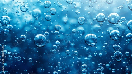 Wallpaper Mural  poster. full of transparent soap bubbles around edges. dark blue and cyan colors. Torontodigital.ca