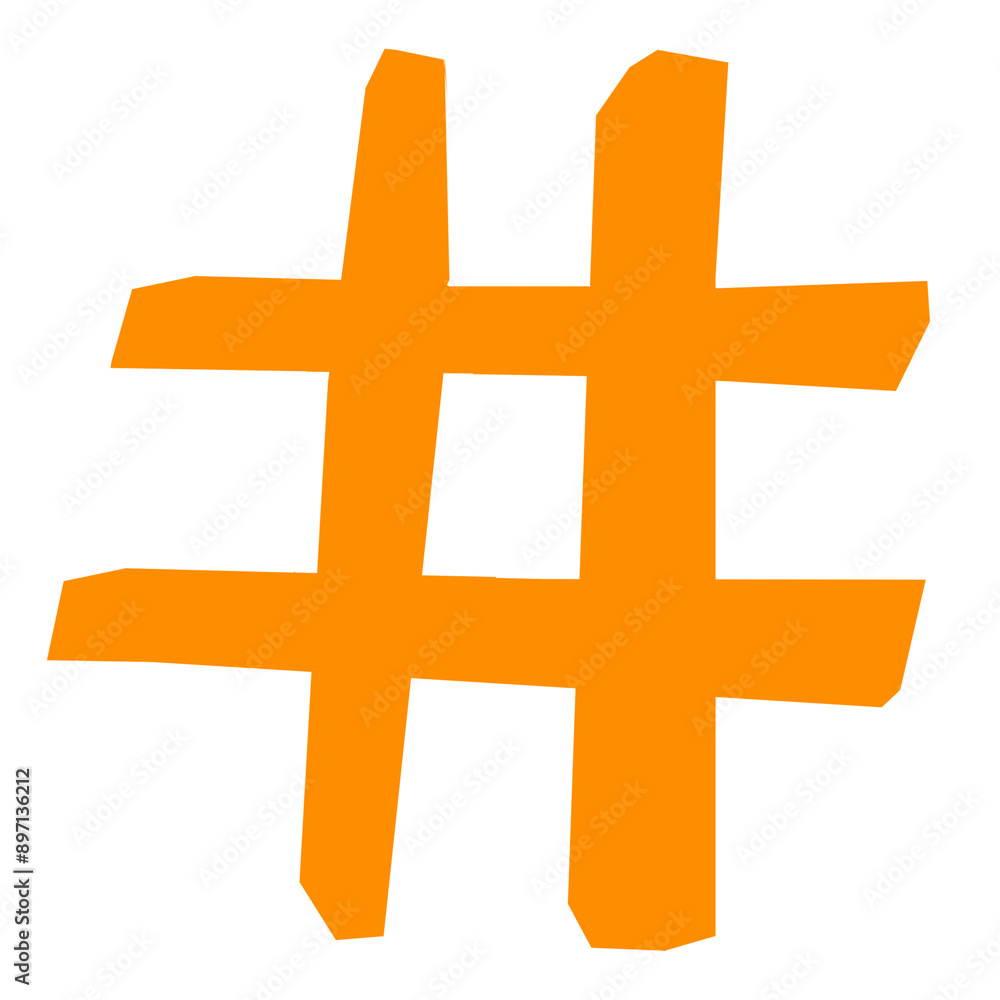 Fototapeta premium Hashtag symbol png, paper craft element, transparent background