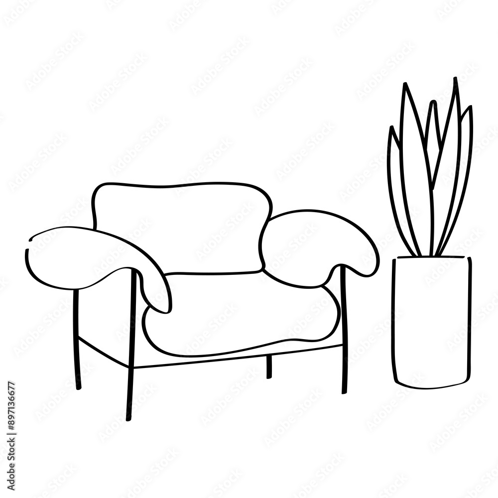 Fototapeta premium PNG cozy living room, aesthetic illustration, transparent background