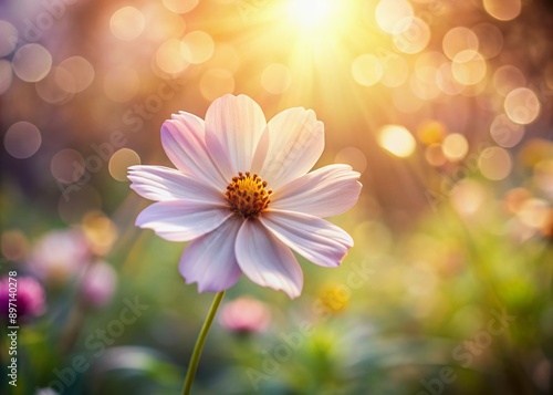 Delicate petals of a solitary flower gently unfurl against a soft, blurred background, capturing serenity and simplicity in a warm, intimate, and dreamy natural setting.