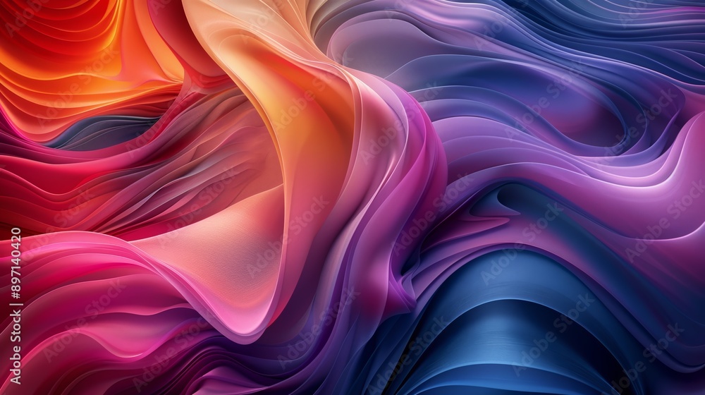 Fototapeta premium Abstract background forming a colorful design with smooth shapes resembling waves and lines