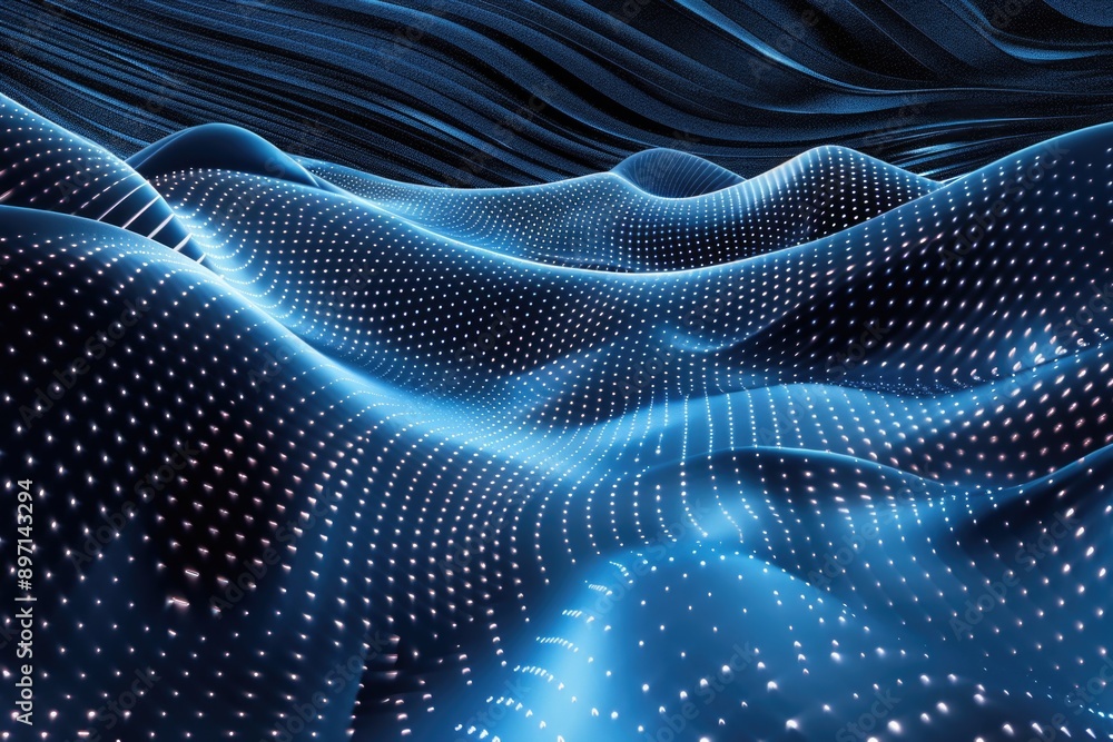 A computer-generated image of a blue ocean wave A computer-generated image of a blue ocean wave