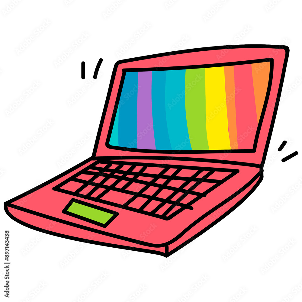 Red laptop illustrated design element Red laptop illustrated design element
