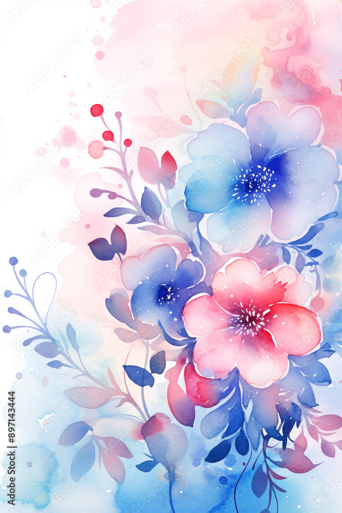 Obraz premium Watercolor Wonders: Floral Background Collection Bohemian Botanics: Floral Pattern Extravaganza