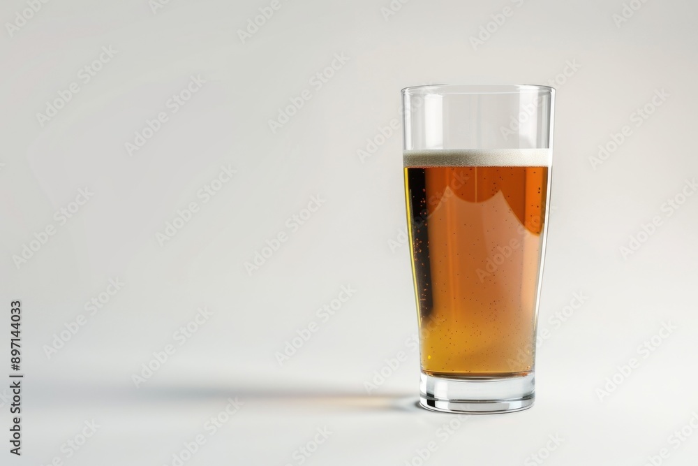 A single glass of beer placed on a table, ready to be enjoyed A single glass of beer placed on a table, ready to be enjoyed