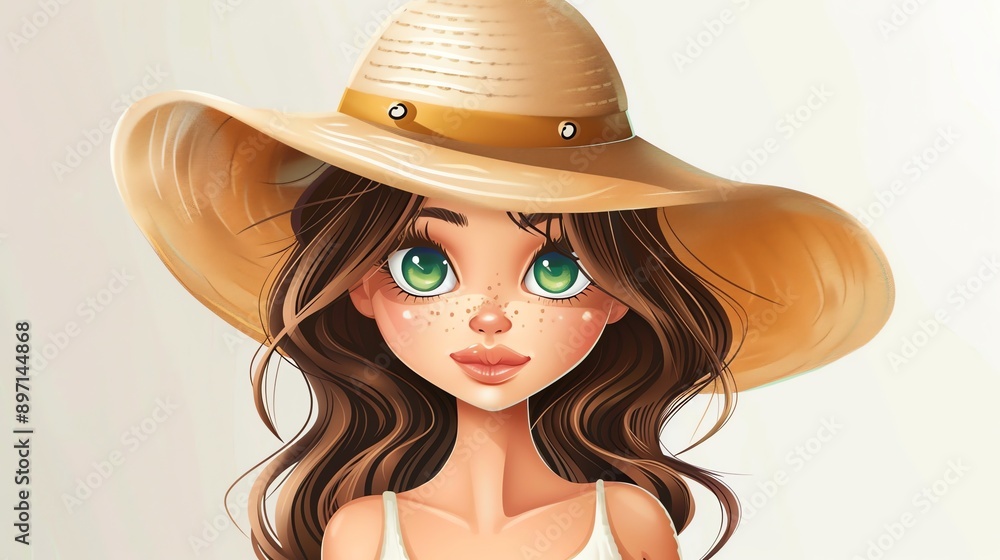 A cartoon illustration of a woman with freckles and green eyes. A cartoon illustration of a woman with freckles and green eyes.