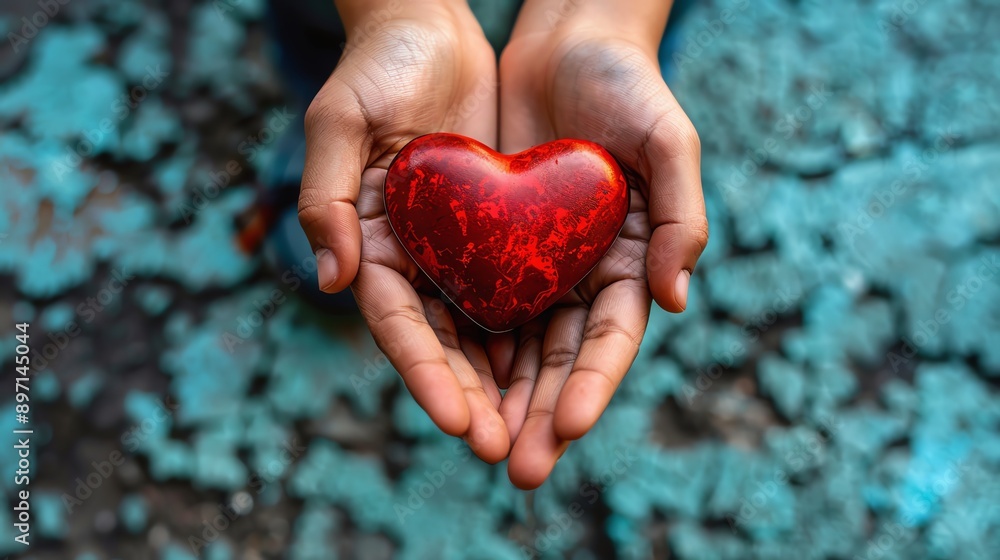 Closeup of hands holding a heart symbol, identity support, empathy Closeup of hands holding a heart symbol, identity support, empathy