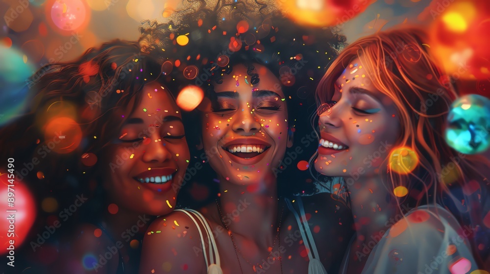 Friends celebrating each others achievements, mutual support, identity Friends celebrating each others achievements, mutual support, identity