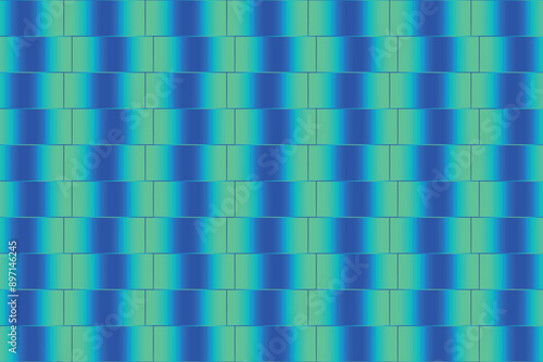 Cafe Wall Illusion with Blue Gradient Bricks