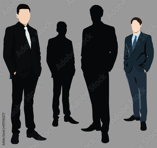 business people silhouettes teamwork, success, manager, worker, body, 
