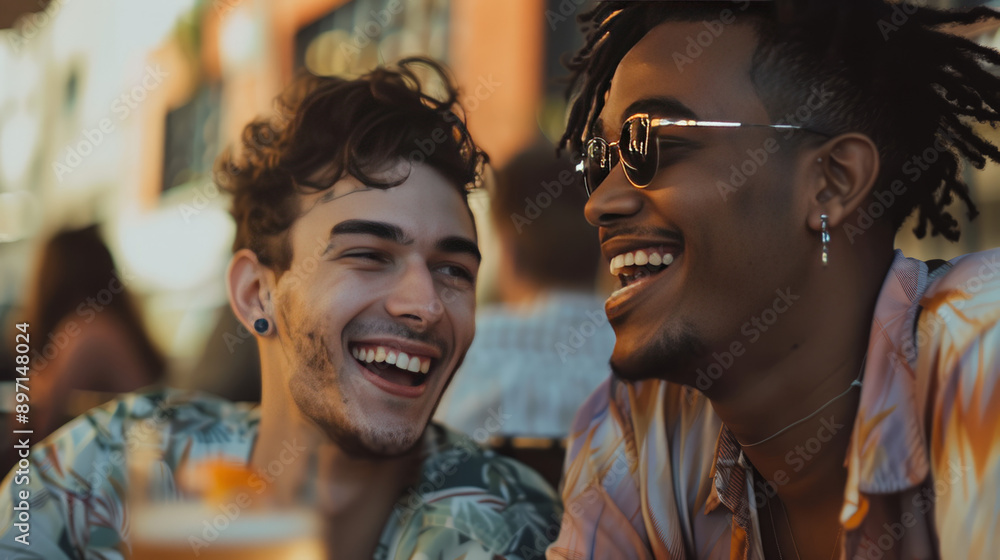 Obraz premium Pride LGBTQ community celebrates diversity, equality, and love through joyful parties and togetherness.Friends always bring happiness, love, and fun to every party they attend together.