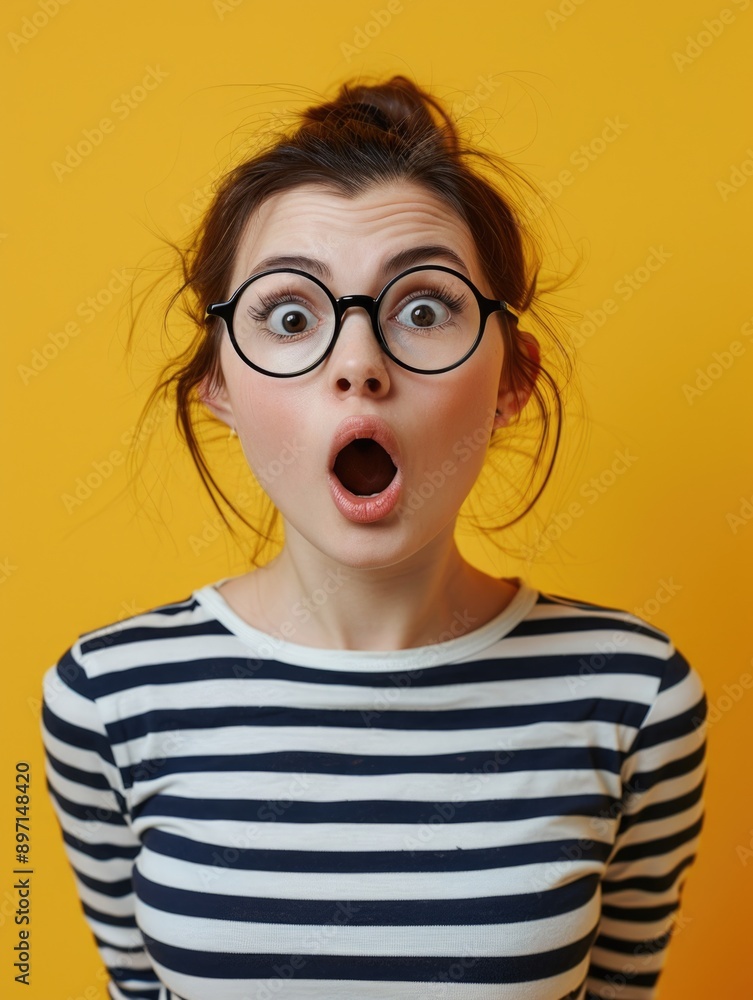 A person with a shocked facial reaction A person with a shocked facial reaction