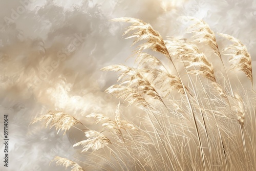 Combine harvester working on a wheat field - aerial view. Season of gathering crops. Drone flying over the field.. Beautiful simple AI generated image in 4K, unique.