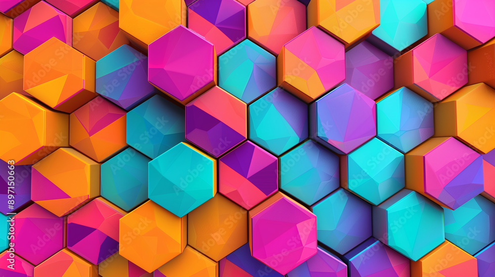 Seamless hexagon honeycomb design with bright colors, vibrant, texture Seamless hexagon honeycomb design with bright colors, vibrant, texture