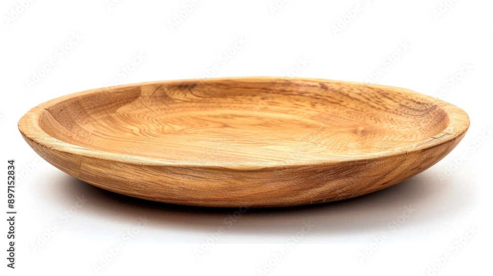 A wooden bowl sits on a clean white surface, perfect for displaying small items or as a decorative piece A wooden bowl sits on a clean white surface, perfect for displaying small items or as a decorative piece