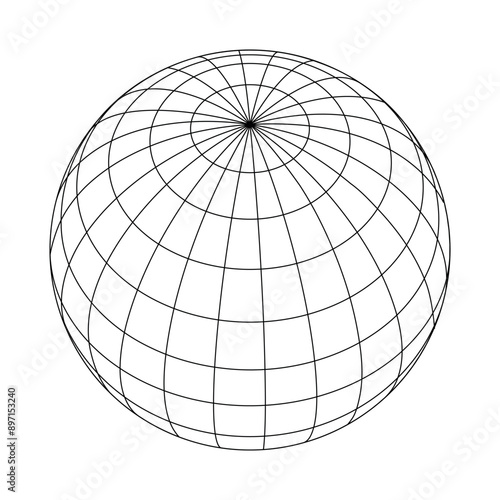 Earth planet globe grid of meridians and parallels