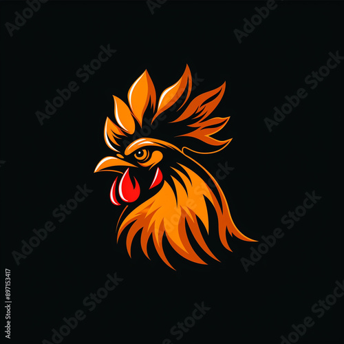 roaster head logo mascot logo isolated on dark background photo