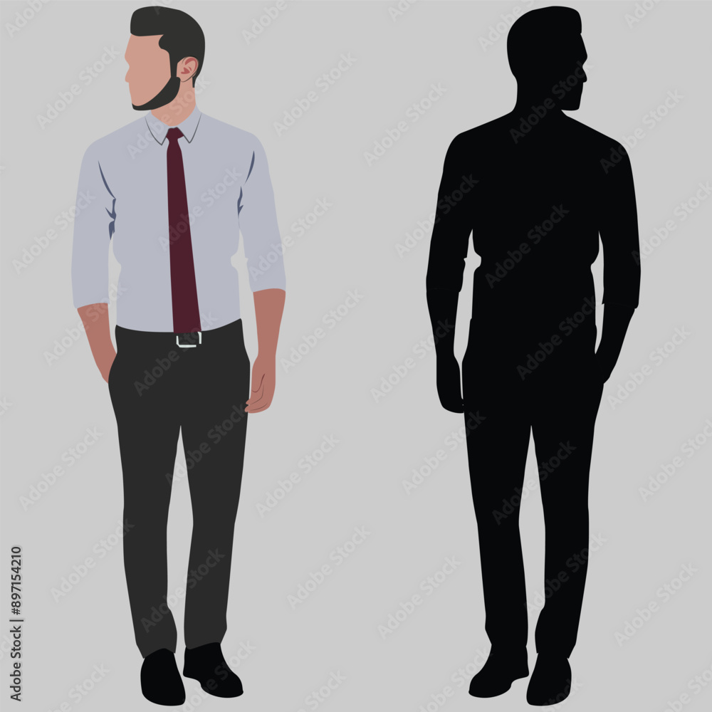 silhouette of a man in a suit shirt, businessman, apron, uniform, art silhouette of a man in a suit shirt, businessman, apron, uniform, art