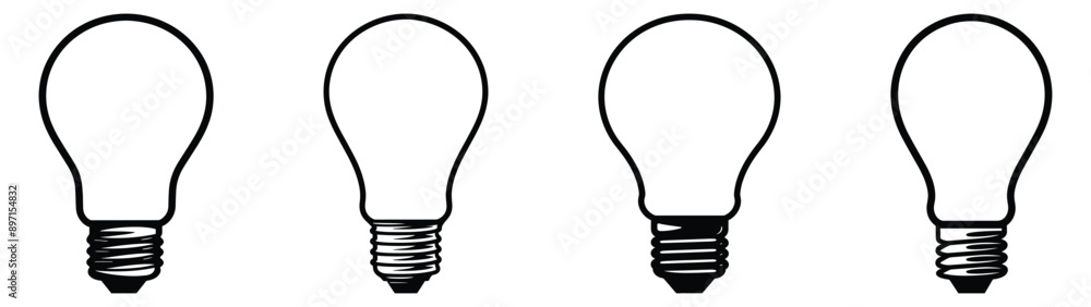 Bulb lamp icons set. Editable stroke Bulb lamp icons set. Editable stroke