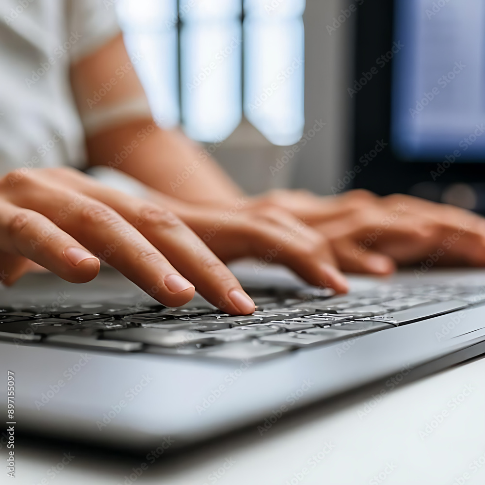 person typing on a keyboard