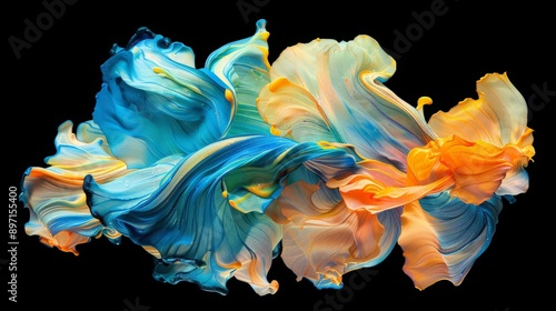 Vibrant paint blending to form captivating patterns and textures in abstract image