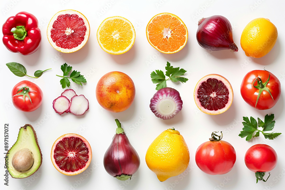 A vibrant display of various fresh fruits and vegetables healthy produce organic assortment generative ai A vibrant display of various fresh fruits and vegetables healthy produce organic assortment generative ai