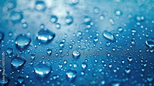 Blue background with water droplets