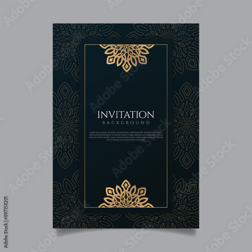 Gold ornamental wedding invitation template. - Vector.