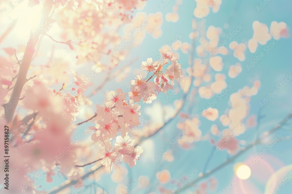 A tree covered in pink flowers, perfect for spring and summer designs A tree covered in pink flowers, perfect for spring and summer designs