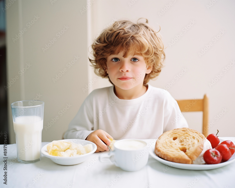 Kids food. Children's healthy food. Cozy breakfast, dinner. Food for baby.