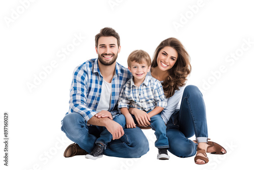 Family father mother son daughter kid studio photo white background
