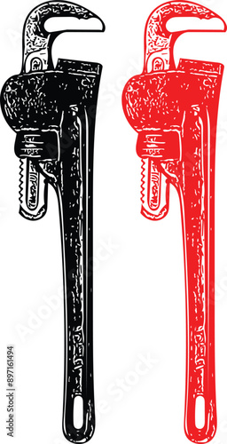 heavy duty pipe wrench vector