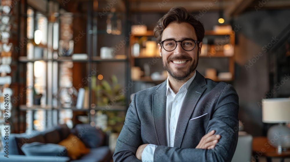 Portrait of a professional real estate agent in a stylish office, real estate agent, professionalism and trust Portrait of a professional real estate agent in a stylish office, real estate agent, professionalism and trust